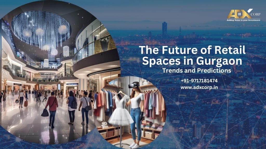 Promotional image for a report on "The Future of Retail Spaces in Gurgaon," highlighting trends and predictions.