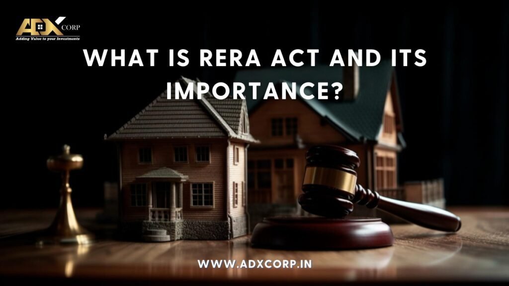 An image depicting a miniature house with a gavel beside it, symbolizing the legal aspects of real estate regulation under the RERA Act.