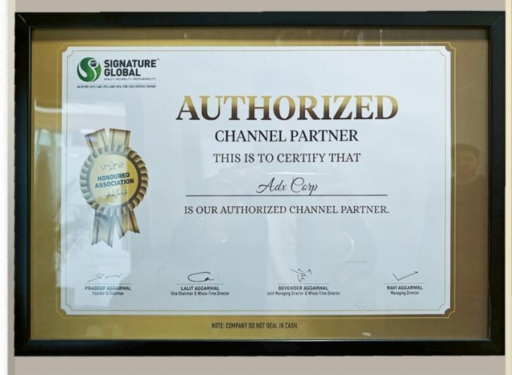 Proud Channel Partner award by Signature Global