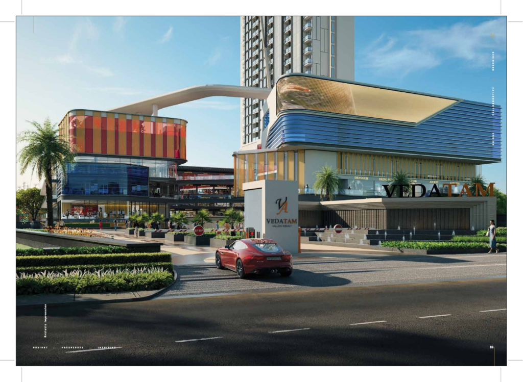 SPJ Vedatam modern commercial facade with retail and office spaces in Gurgaon