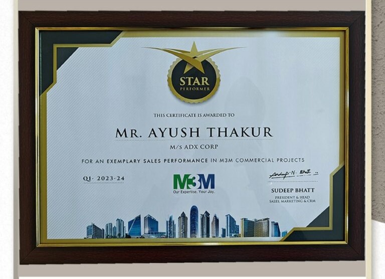 Star Performer Award by M3m To adxcorp