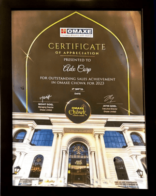 omaxe certification of appreciation